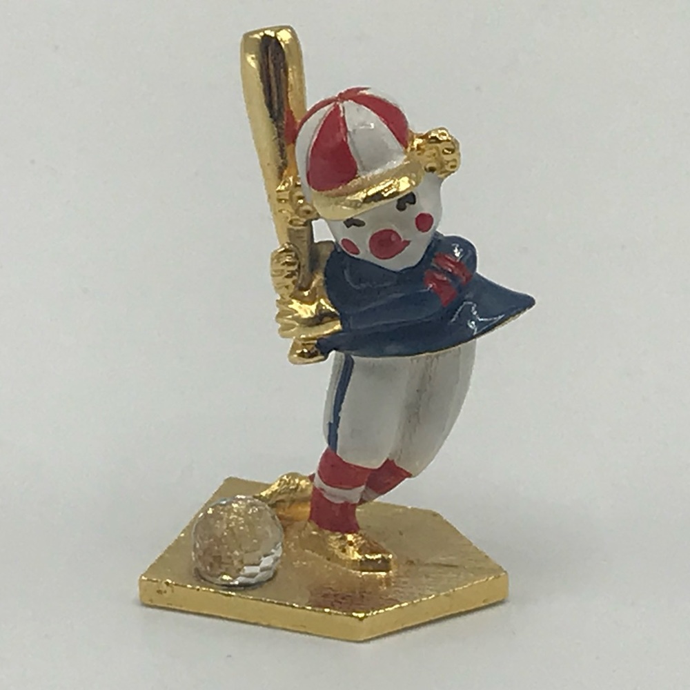 Spoontiques Pewter Enameled Baseball Clown Trinket Figurine